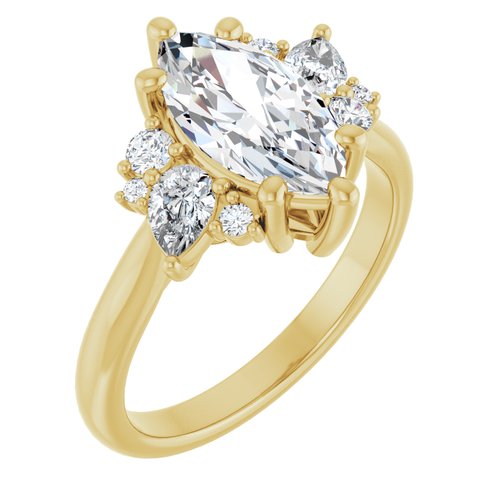14K Yellow Marquise 2 ct Engagement Ring