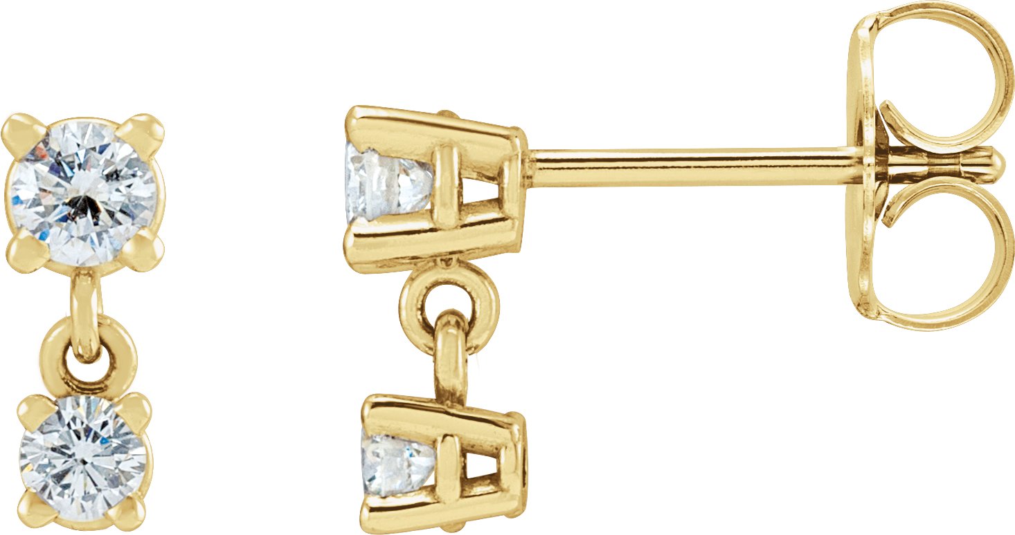 14K Yellow 1/3 CTW Natural Diamond Two-Stone Earrings