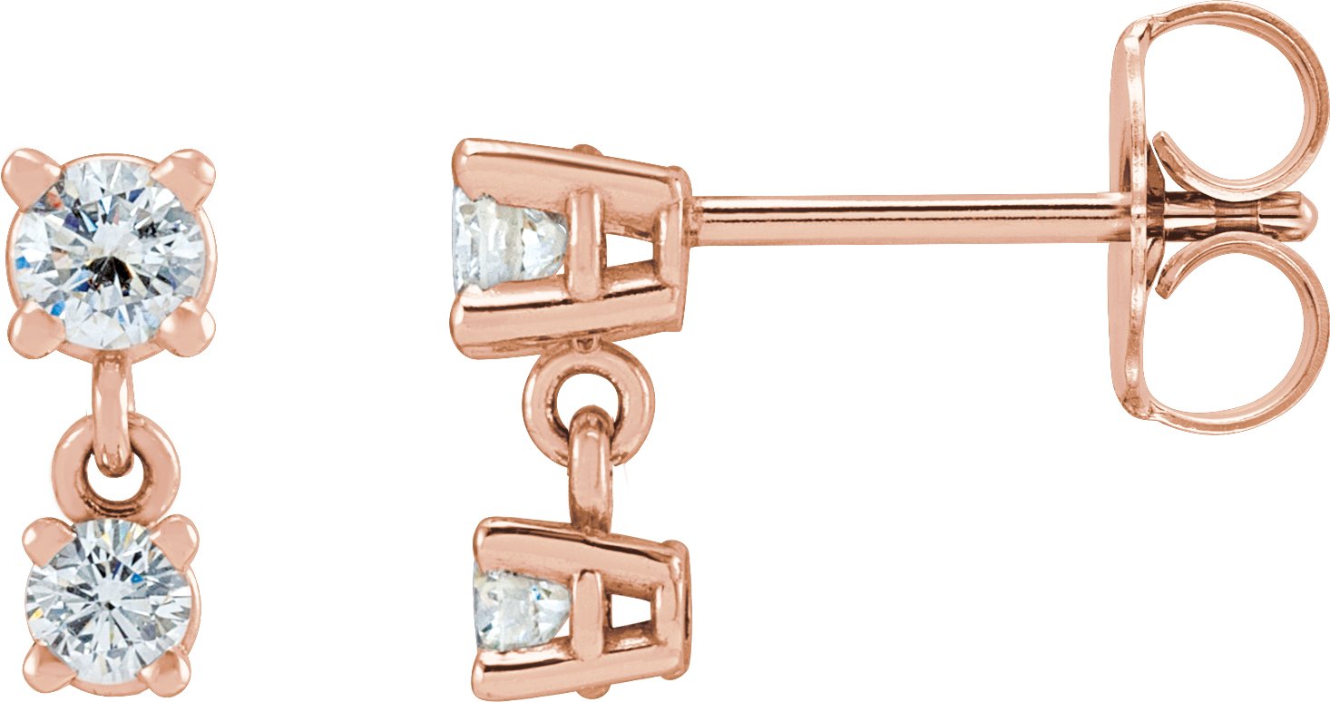 14K Rose 1/3 CTW Natural Diamond Two-Stone Earrings