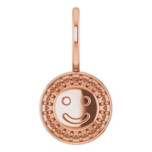 14K Rose Smiley Face Charm/Pendant Mounting