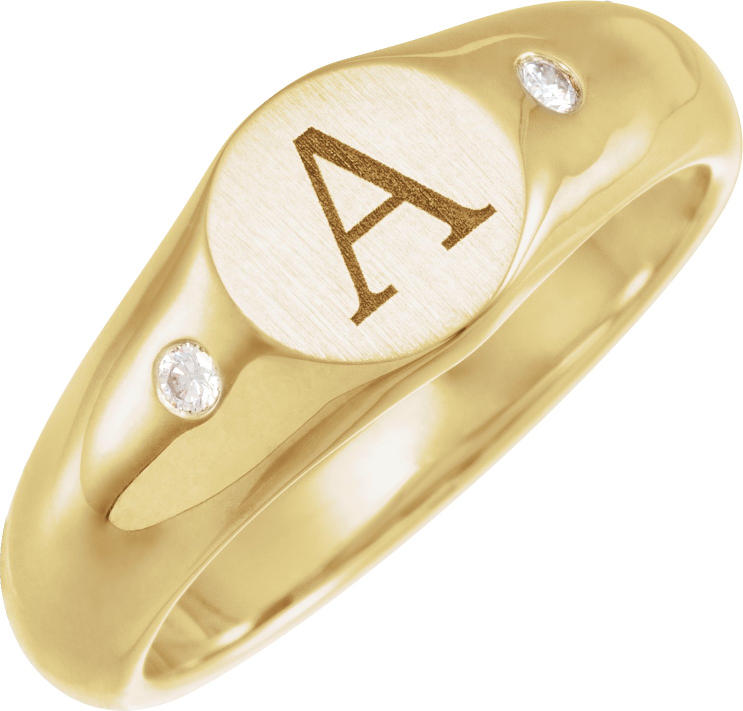 14K Yellow  .06 CTW Natural Diamond 8.6 mm Round Signet Ring