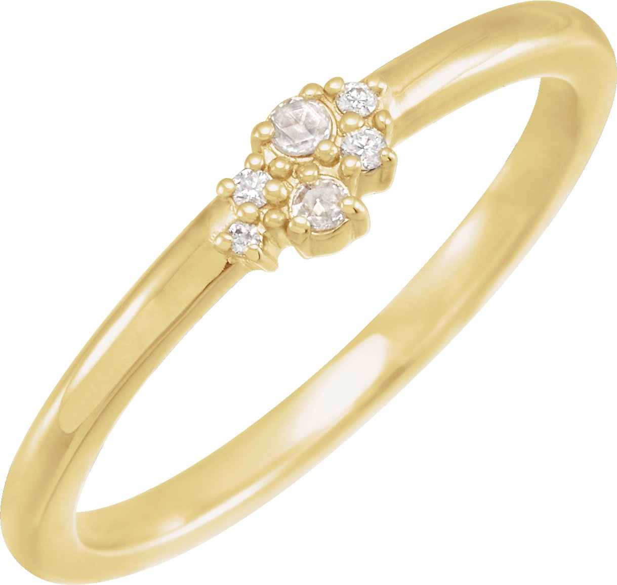 14K Yellow .04 CTW Rose-Cut & Faceted Natural Diamond Stackable Ring