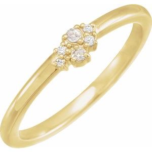 14K Yellow .04 CTW Rose-Cut & Faceted Natural Diamond Stackable Ring