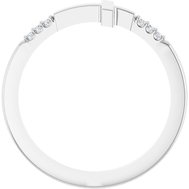 Sterling Silver .025 CTW Diamond Stackable Sideways Cross Ring