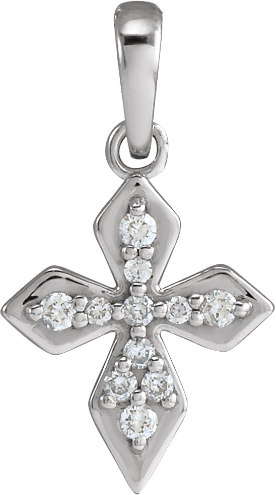 14K White .05 CTW Natural Diamond Petite Cross Pendant