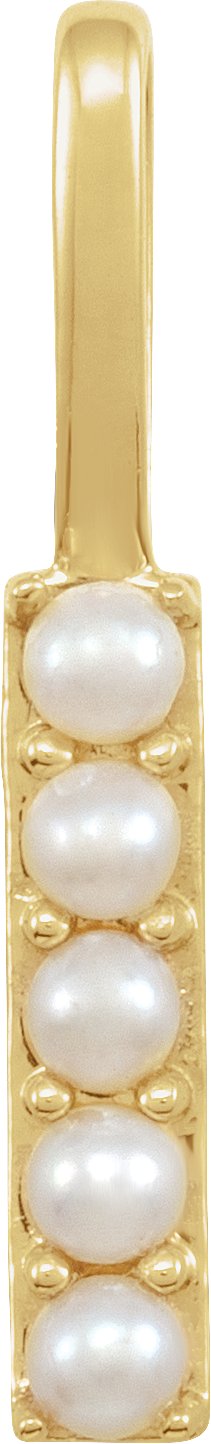 14K Yellow Cultured White Pearl Initial I Charm or Pendant Ref 18479266