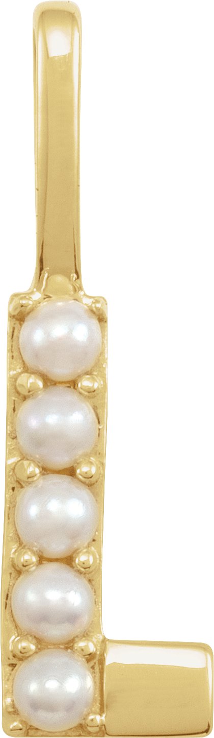 14K Yellow Cultured White Pearl Initial L Charm or Pendant Ref 18479275