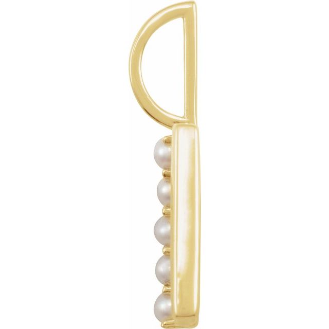 14K Yellow Cultured White Pearl Initial M Charm/Pendant