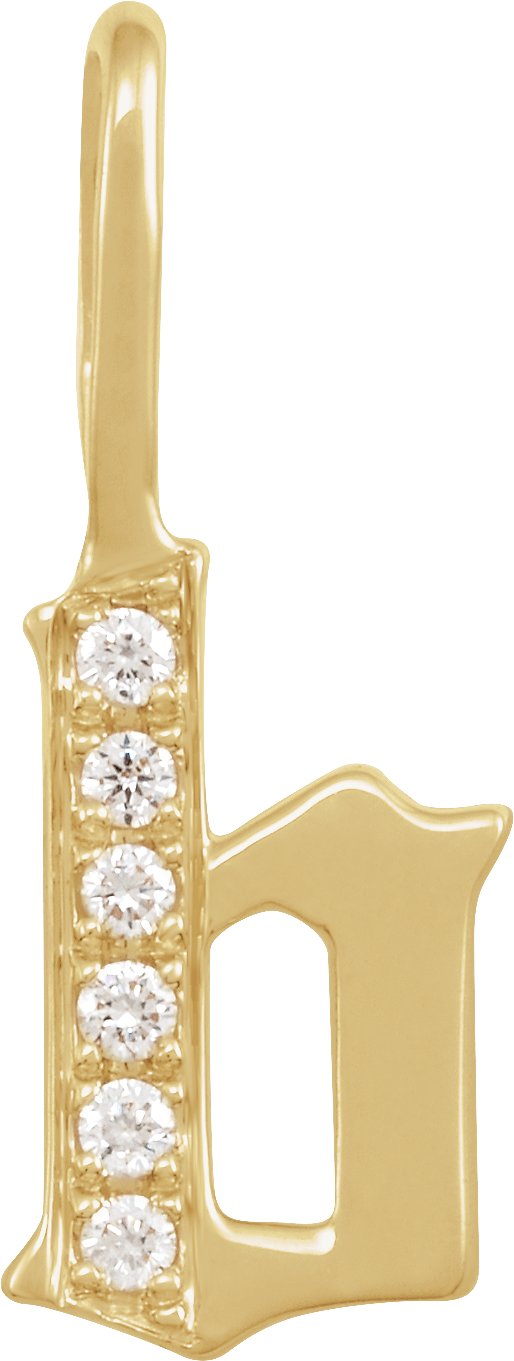 14K Yellow .05 CTW Natural Diamond Gothic Initial B Charm/Pendant