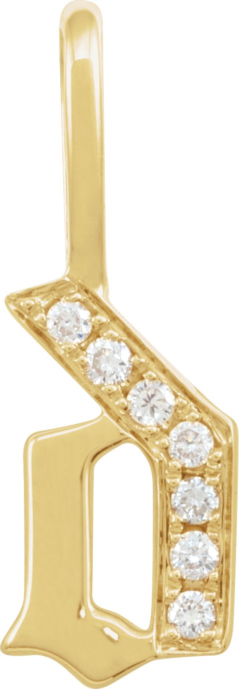 14K Yellow .05 CTW Natural Diamond Gothic Initial D Charm or Pendant Ref 18481997