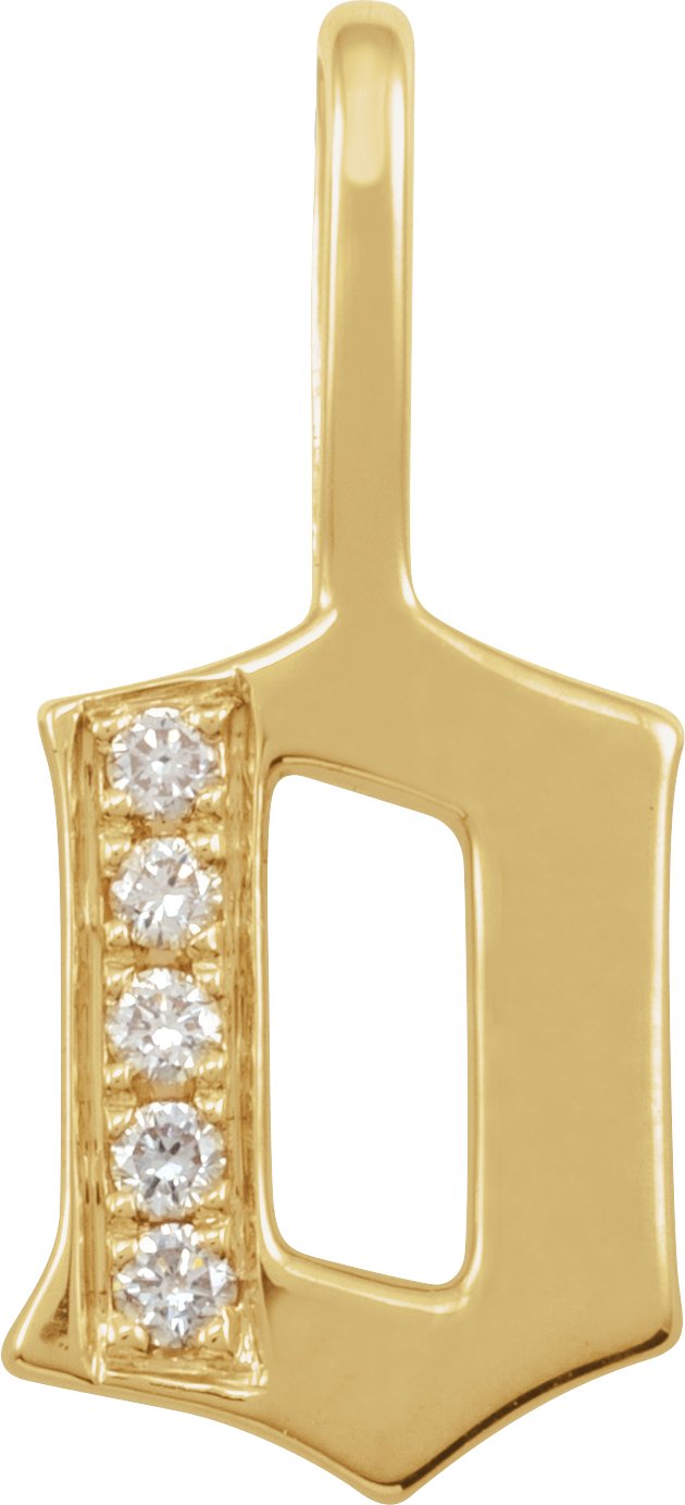 14K Yellow .05 CTW Natural Diamond Gothic Initial O Charm/Pendant