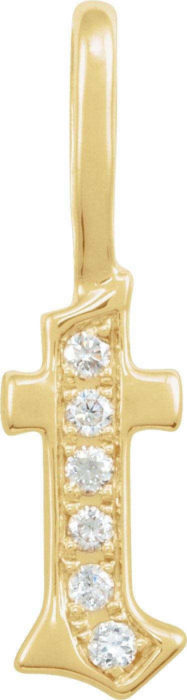 14K Yellow .04 CTW Natural Diamond Gothic Initial T Charm or Pendant Ref 18482045