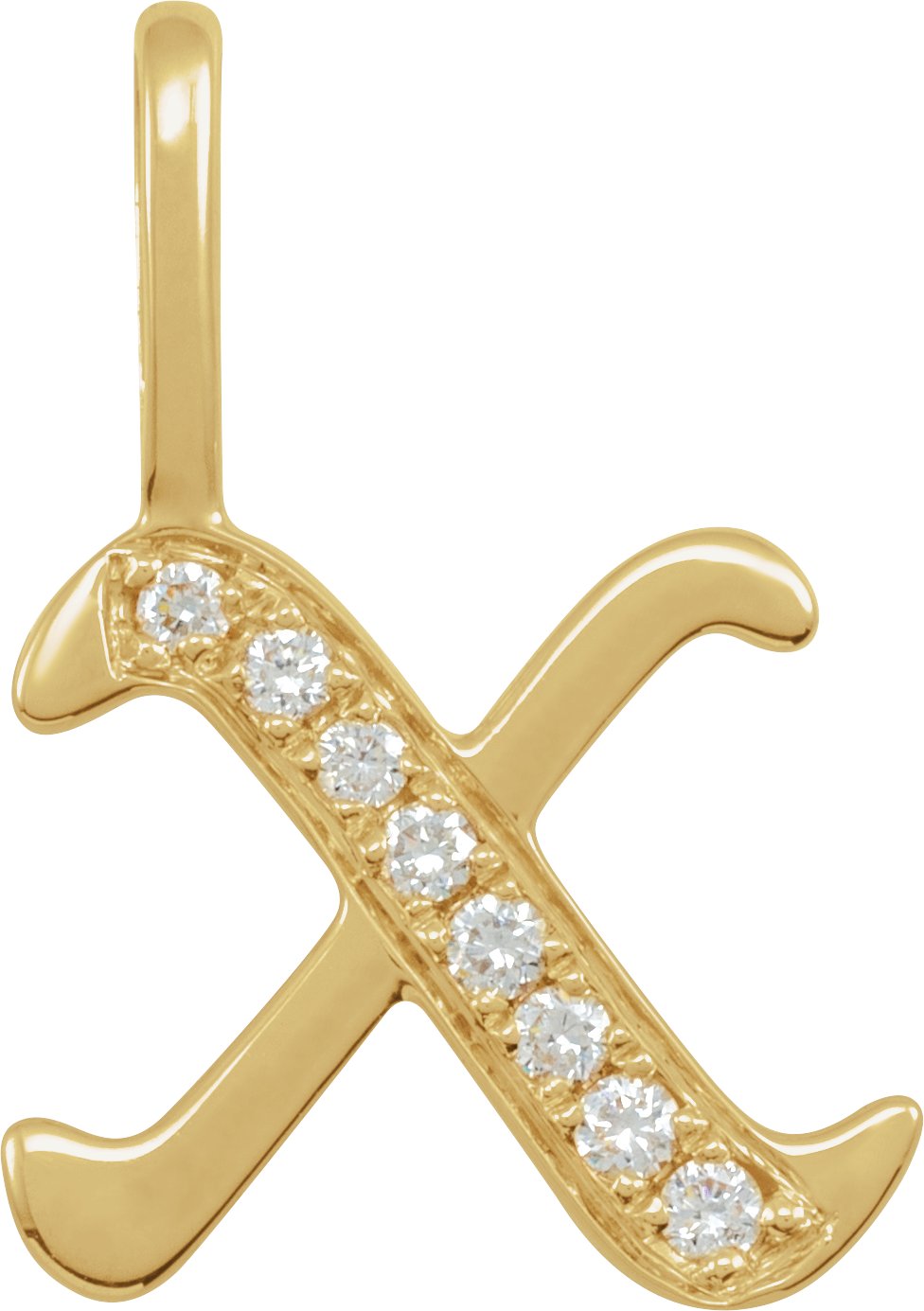 14K Yellow .08 CTW Natural Diamond Gothic Initial X Charm or Pendant Ref 18482057