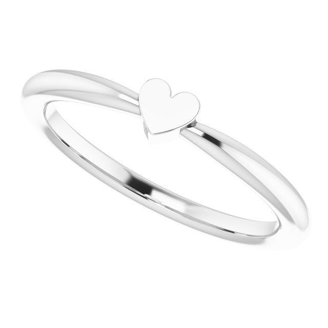 14K White 1-Heart Family Engravable Ring