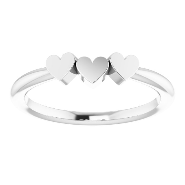 Sterling Silver 3-Heart Family Engravable Ring