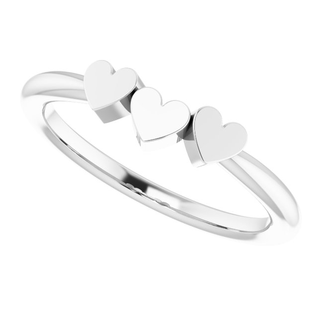 Sterling Silver 3-Heart Family Engravable Ring