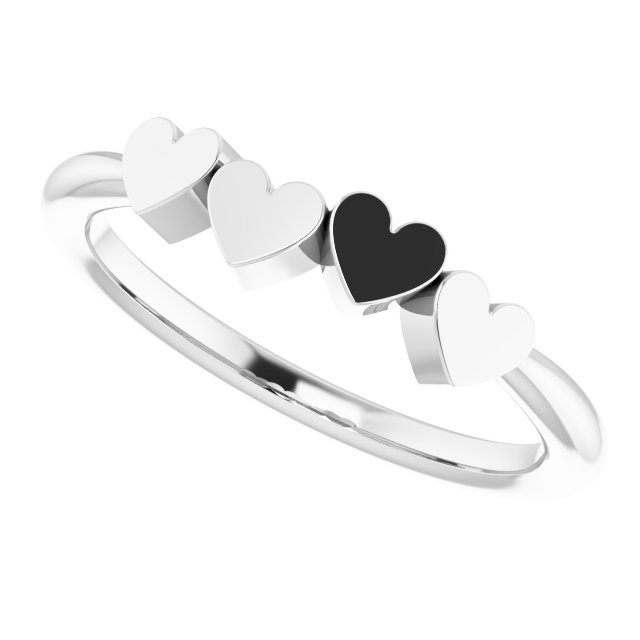 Sterling Silver 4-Heart Family Engravable Ring