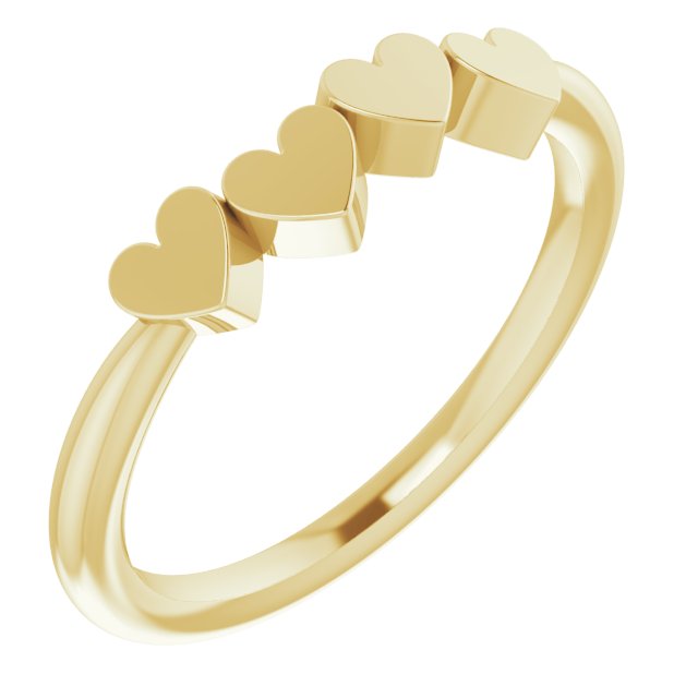 14K Yellow 4-Heart Family Engravable Ring