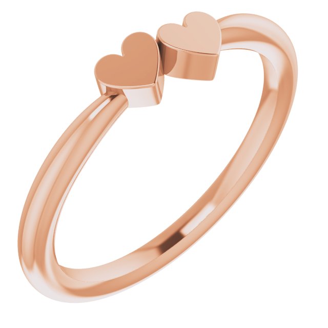 14K Rose 2-Heart Family Engravable Ring