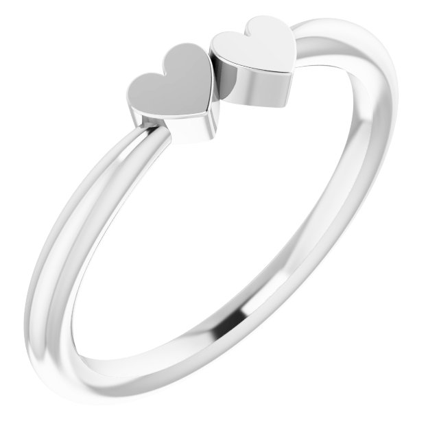Sterling Silver 2-Heart Family Engravable Ring