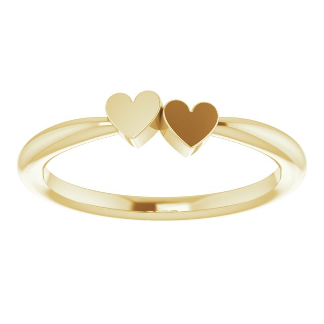 14K Yellow 2-Heart Family Engravable Ring