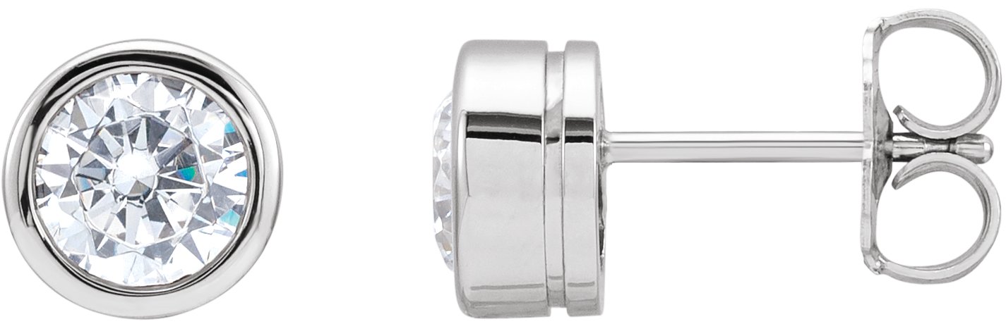 Cubic Zirconia Solitaire Earrings – 14K White Gold