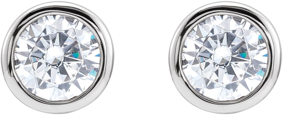 Alternative view of Cubic Zirconia Solitaire Earrings – 14K White Gold