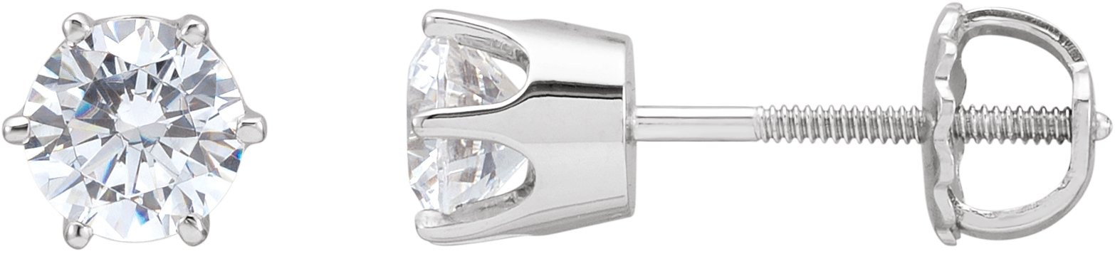 14K White 5.25 mm  Imitation White Cubic Zirconia Stud Earrings