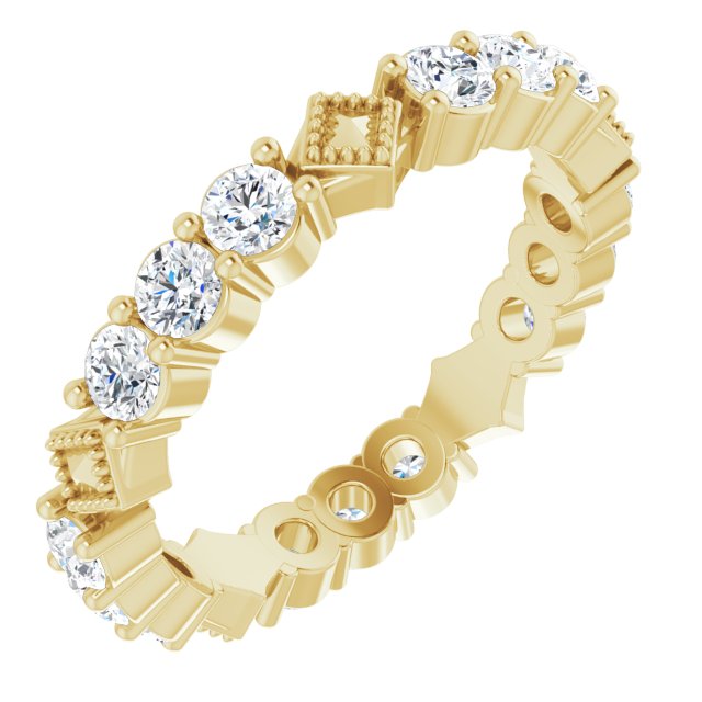 14K Yellow 1 CTW Natural Diamond Stackable Eternity Band Size 4.5
