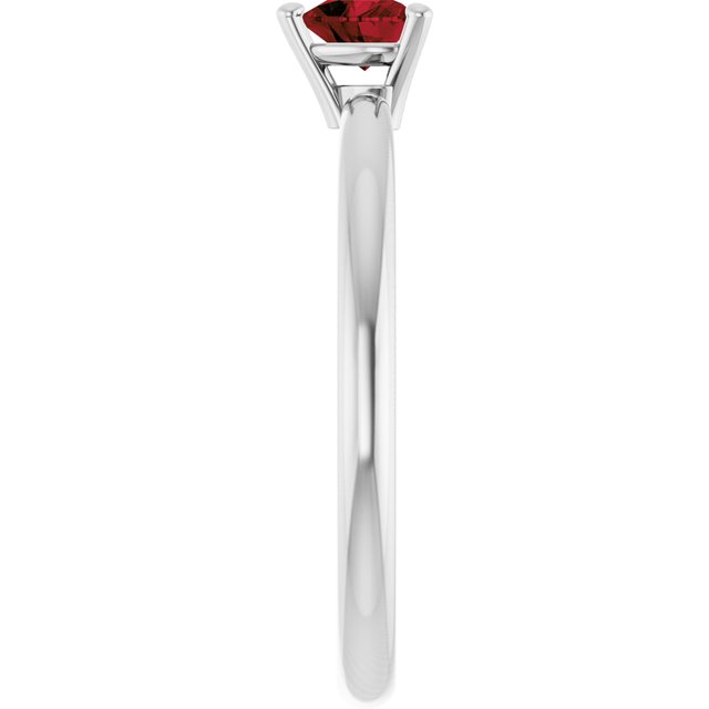 Sterling Silver Natural Mozambique Garnet Heart Solitaire Ring
