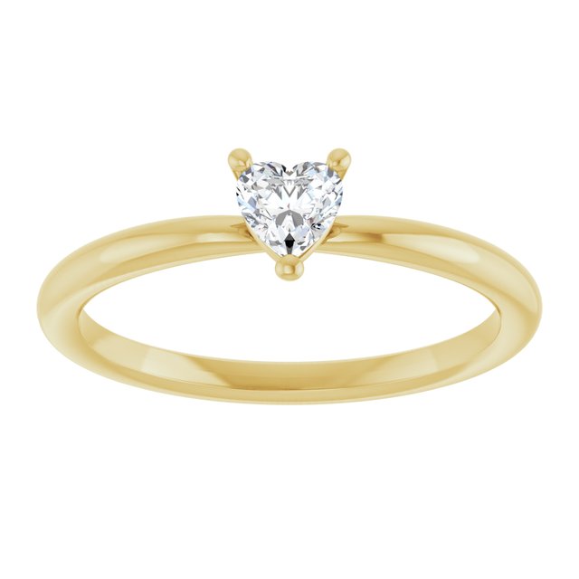 14K Yellow Natural White Sapphire Heart Solitaire Ring