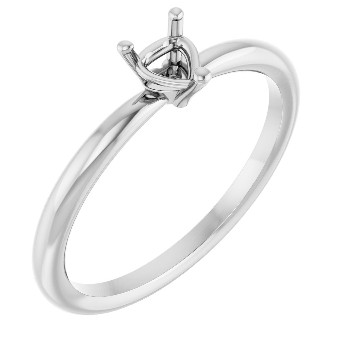 14K X1 White 4x4 mm Heart Solitaire Ring Mounting