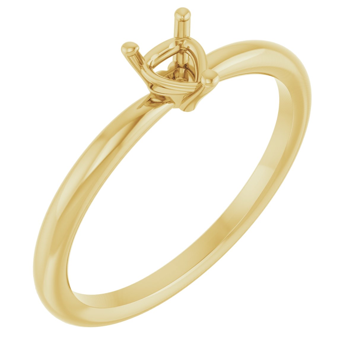 18K Yellow 4x4 mm Heart Solitaire Ring Mounting