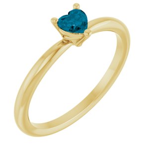 14K Yellow Natural London Blue Topaz Heart Solitaire Ring