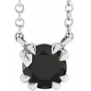 Sterling Silver Natural Black Onyx Solitaire 18" Necklace
