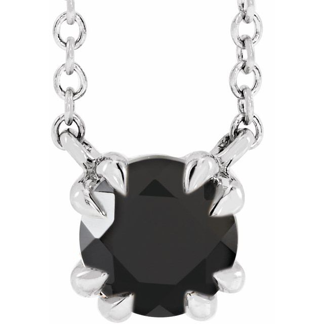 Sterling Silver Natural Black Onyx Solitaire 18