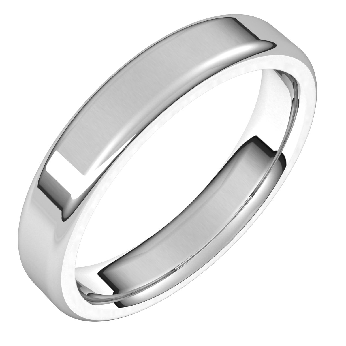 14K White 4 mm Flat Comfort Fit Round Edge Band Size 10.5