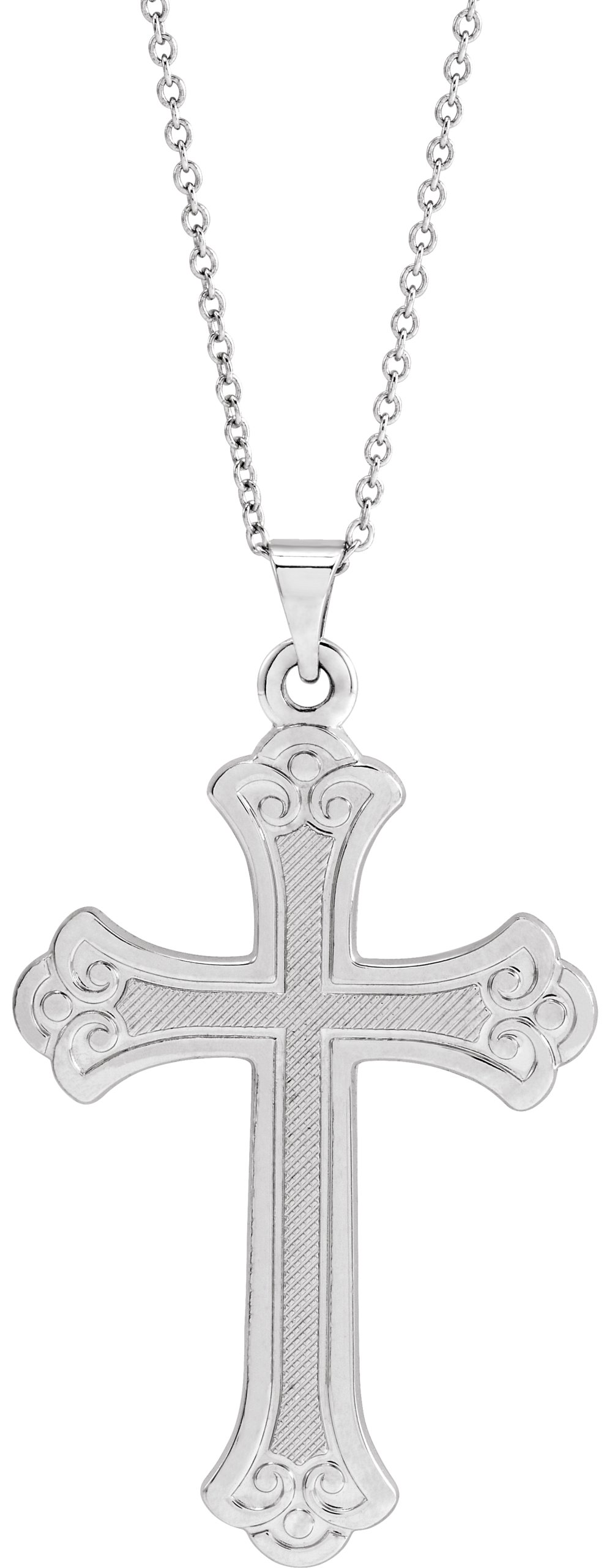 14K White Cross Necklace