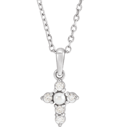 seed pearl and diamond cross necklace