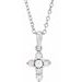 14K White Cultured White Seed Pearl & .07 CTW Natural Diamond Cross 16-18