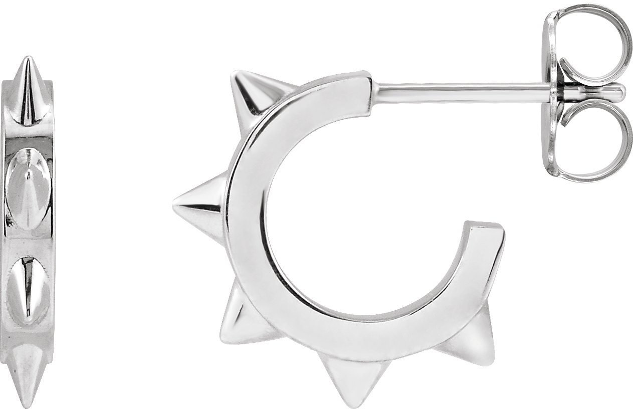 Sterling Silver Spike 13.4 mm Hoop Earrings
