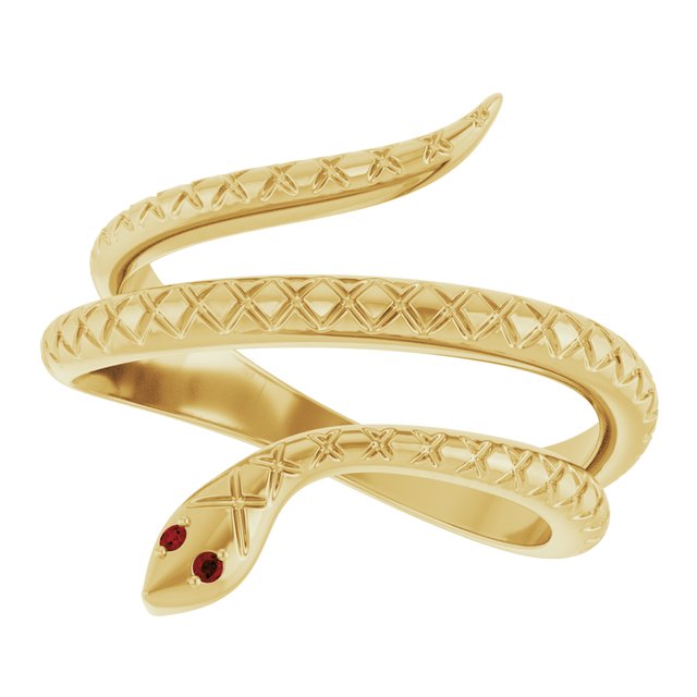14K Yellow Natural Mozambique Garnet Snake Ring
