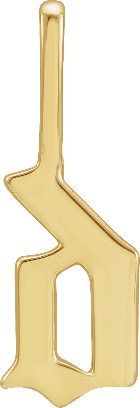 14K Yellow Gothic Initial D Charm/Pendant