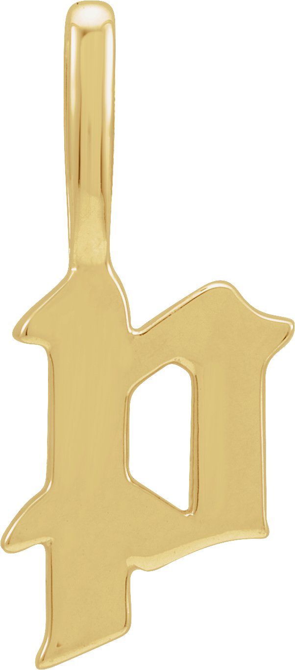 14K Yellow Gothic Initial P Charm or Pendant Ref 18484392