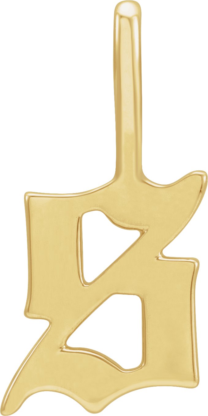 14K Yellow Gothic Initial S Charm/Pendant