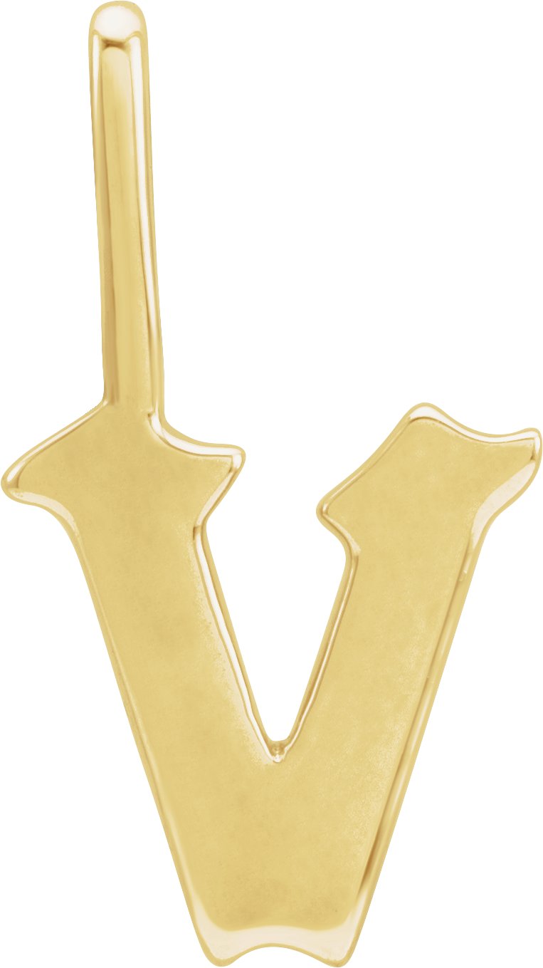 14K Yellow Gothic Initial V Charm or Pendant Ref 18484410