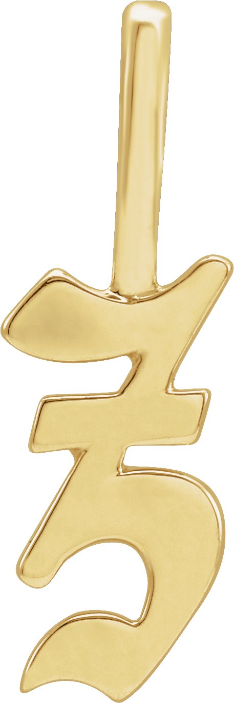 14K Yellow Gothic Initial Z Charm or Pendant Ref 18484422