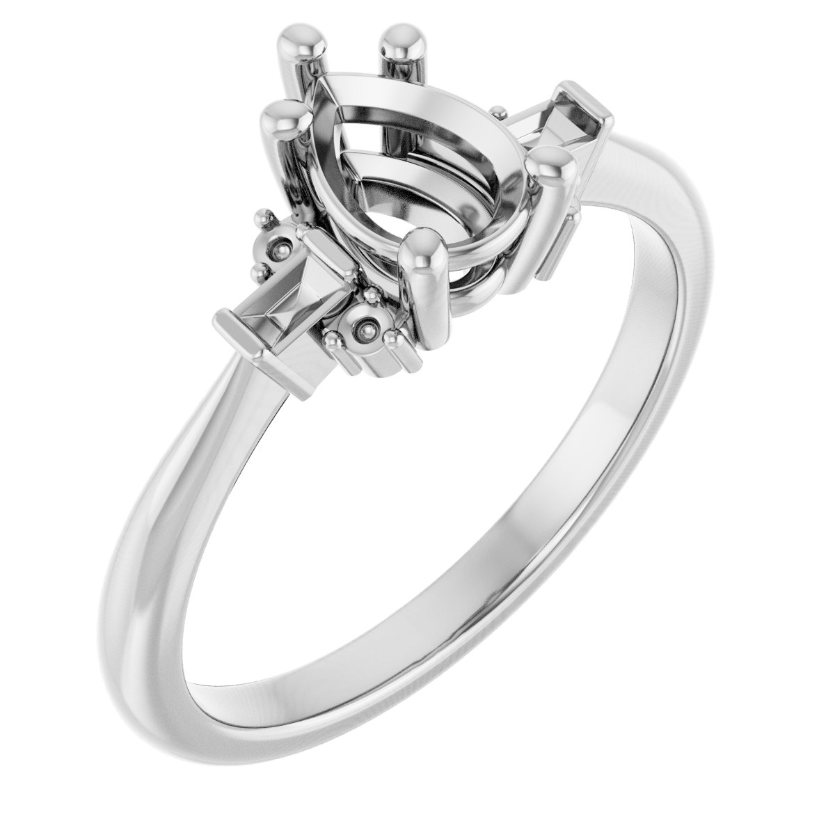 14K White 7x5 mm Pear Engagement Ring