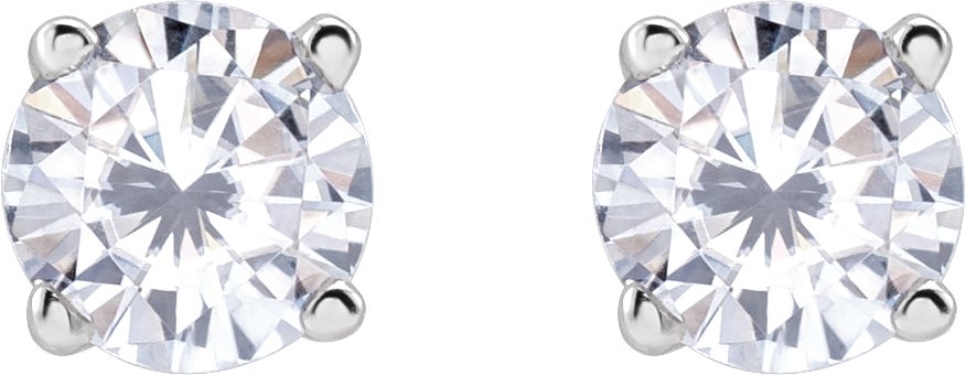 Sterling Silver 4 mm Imitation White Cubic Zirconia Stud Earrings