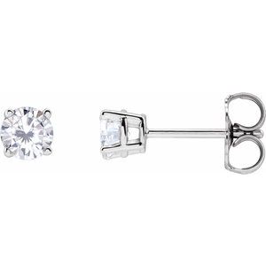 Sterling Silver 4 mm Imitation White Cubic Zirconia Earrings with Friction Post